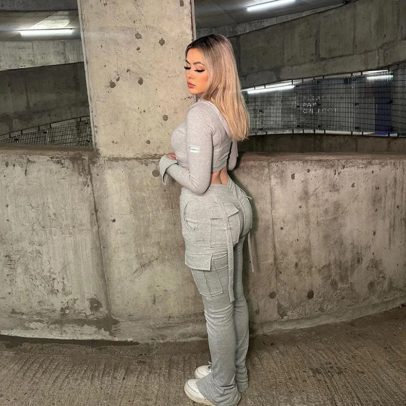 Stylish Solid Color Cargo Pants
