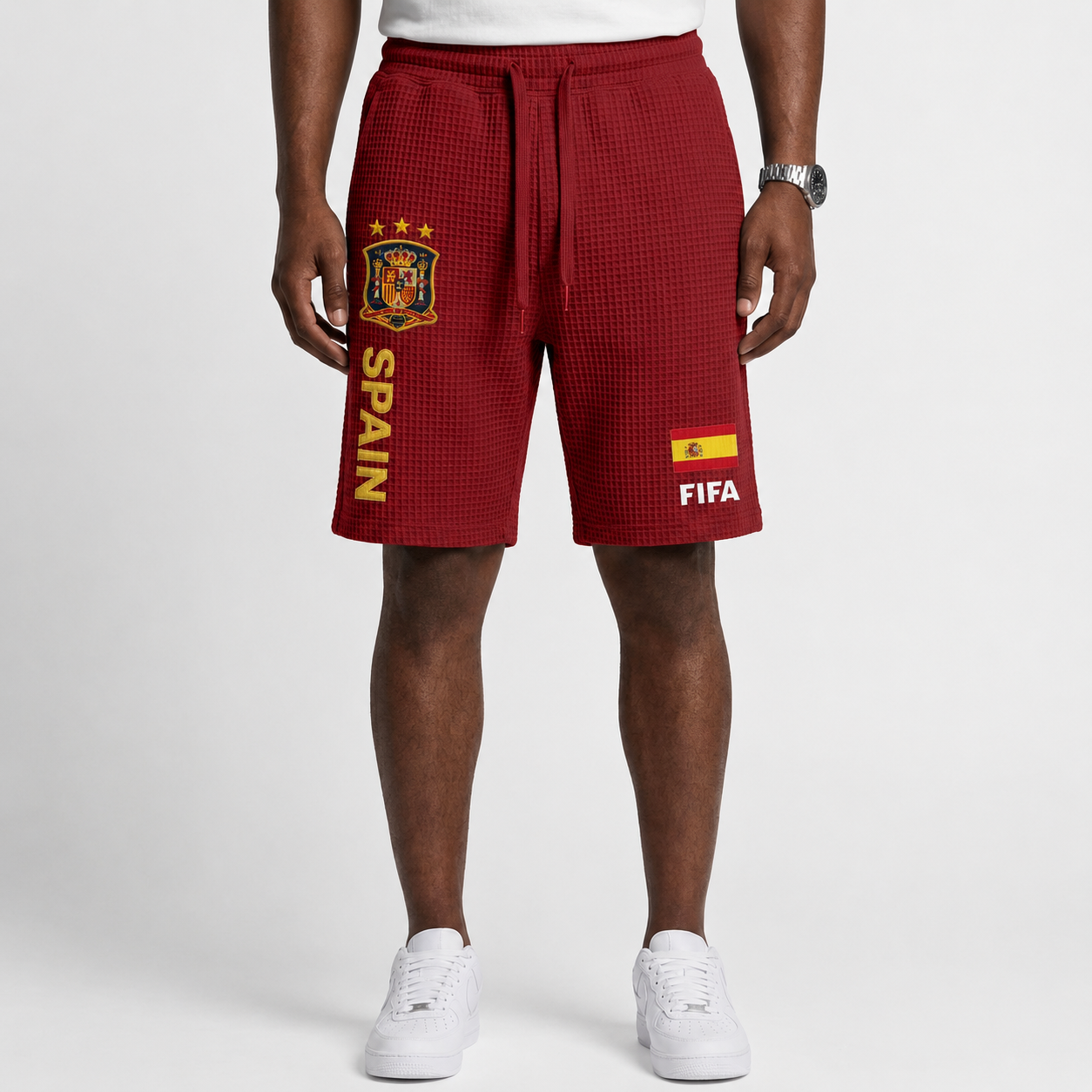 FIFA 2026 Spain Printed Waffle Football Fan Shorts