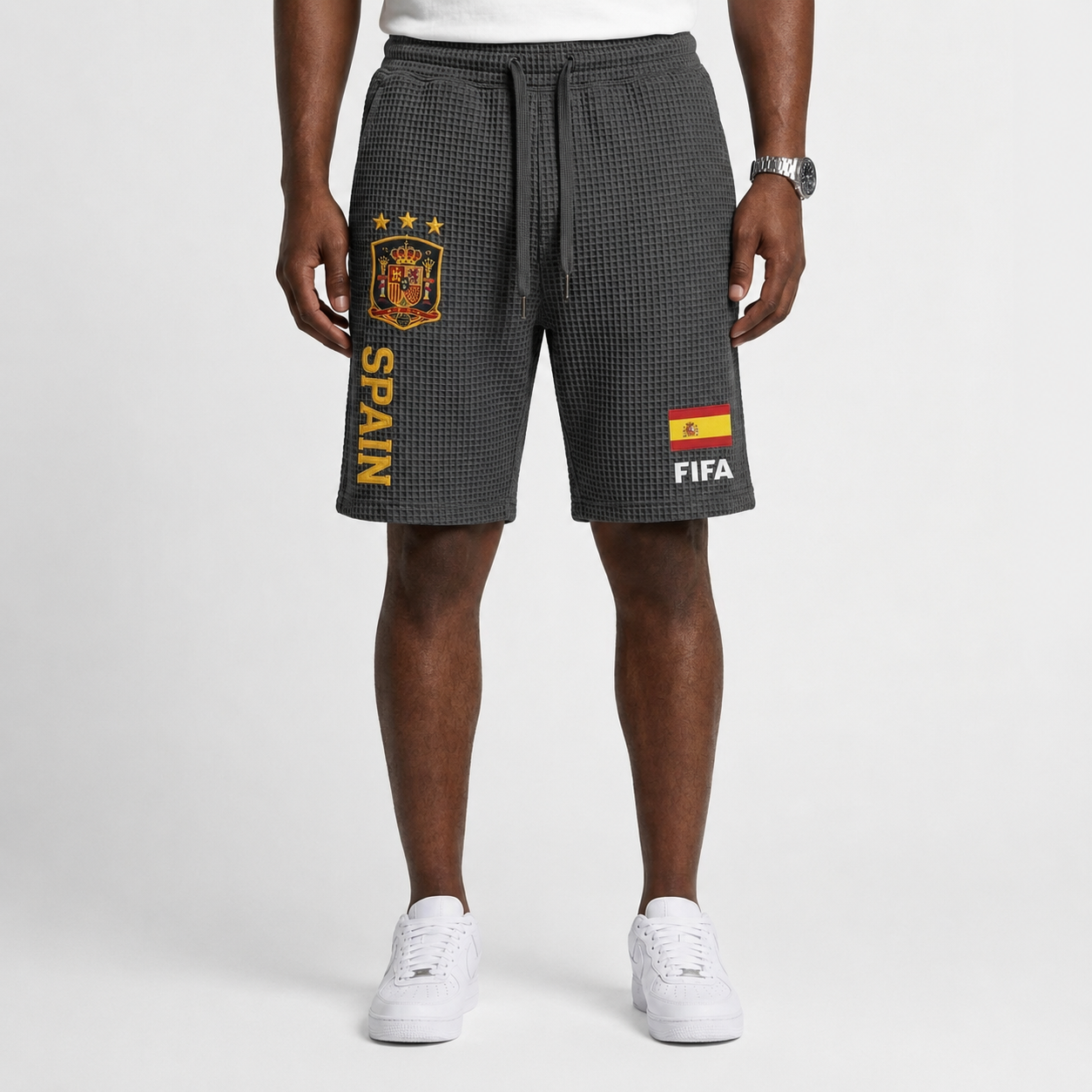 FIFA 2026 Spain Printed Waffle Football Fan Shorts