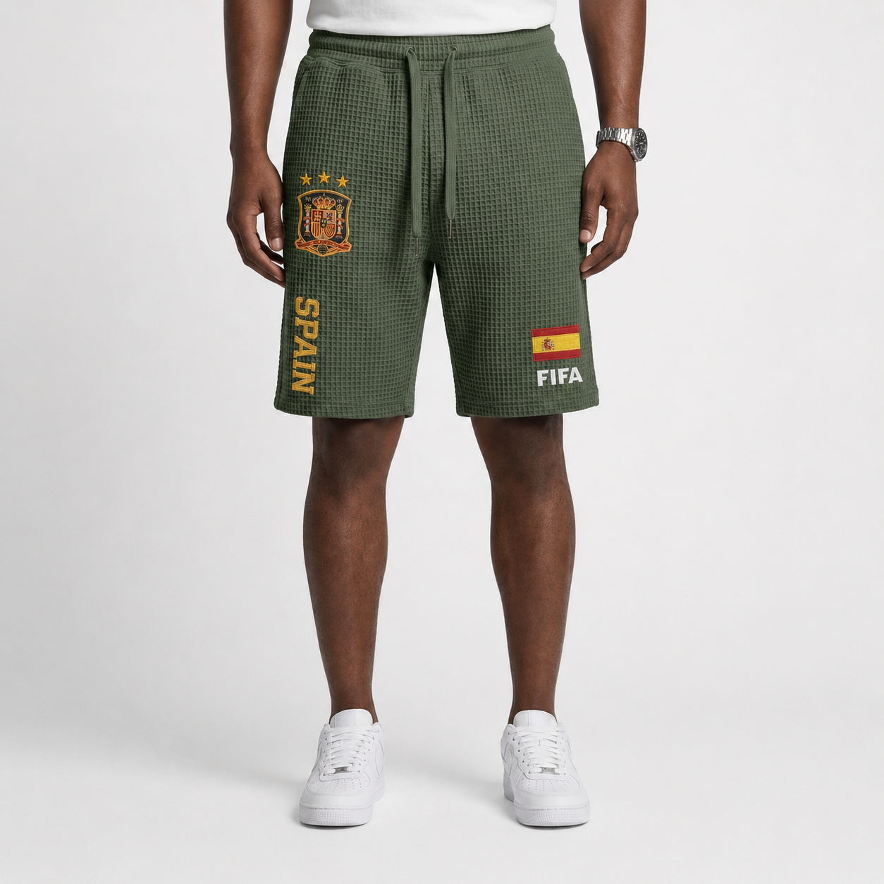 FIFA 2026 Spain Printed Waffle Football Fan Shorts