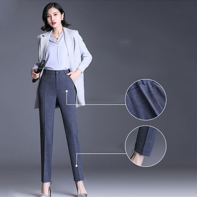 Casual Straight Fit High Waist Female Pants-Legletic