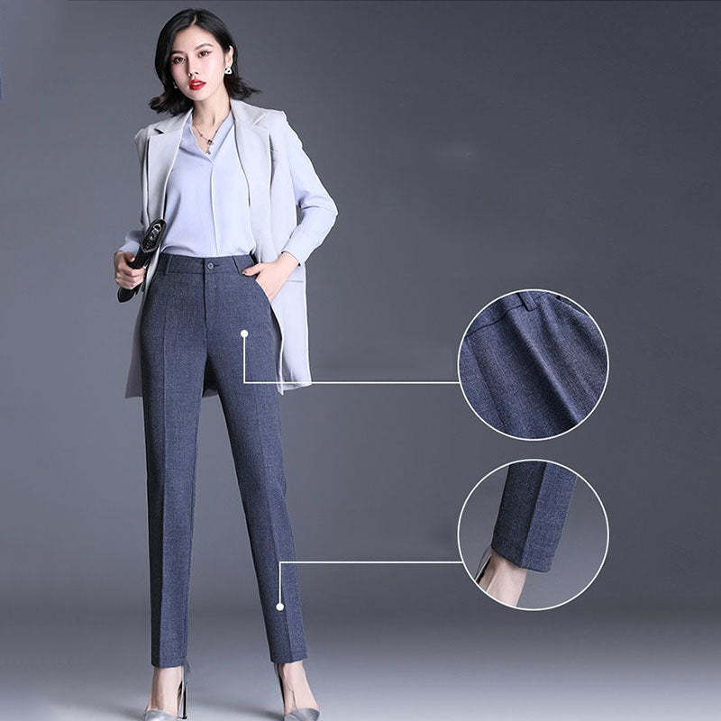 Casual Straight Fit High Waist Female Pants-Legletic