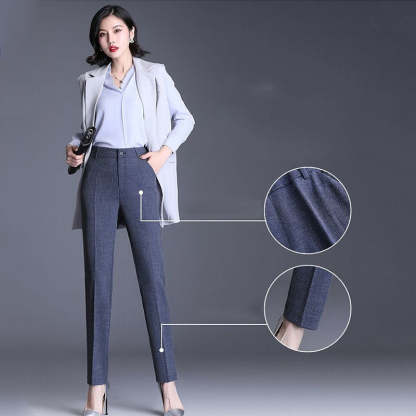 Casual Straight Fit High Waist Female Pants-Legletic