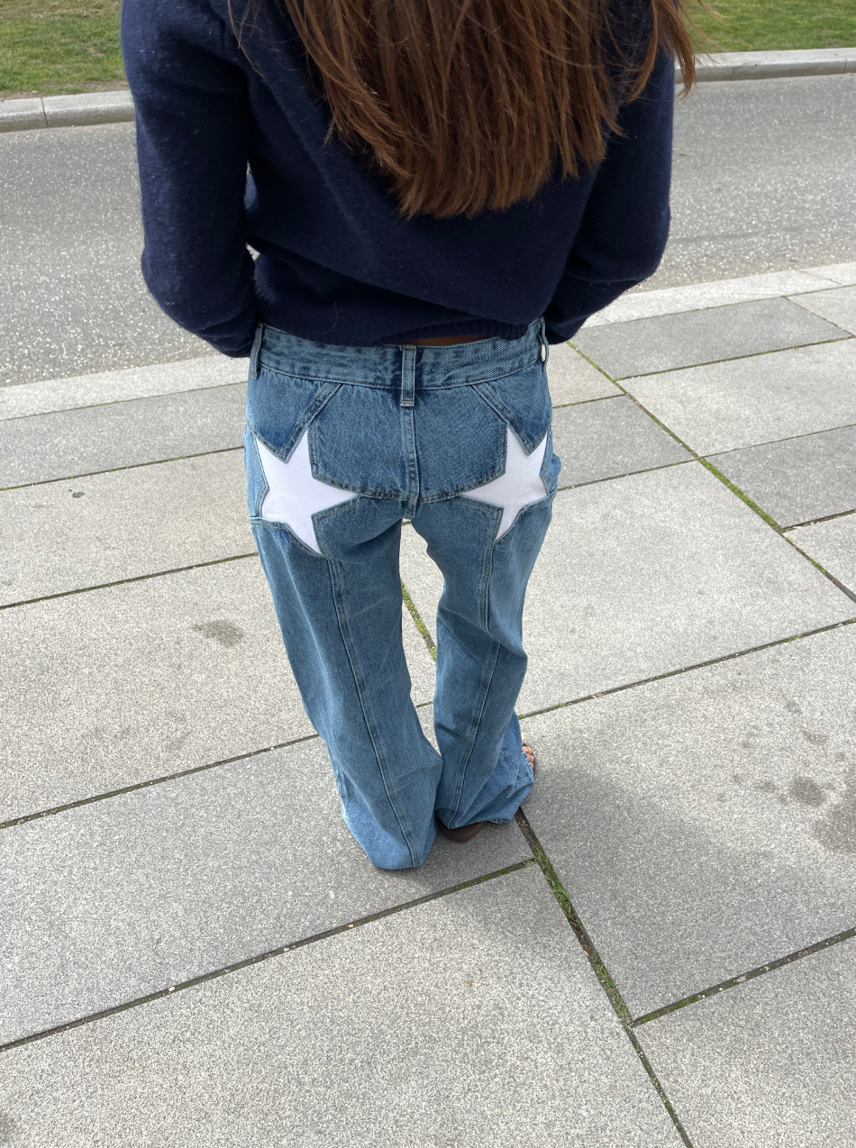 Star Jeans With White Stars-Legletic