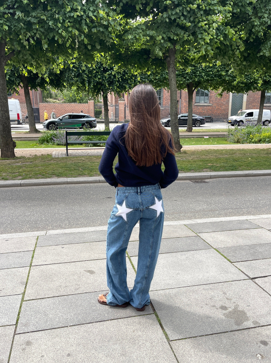 Star Jeans With White Stars-Legletic