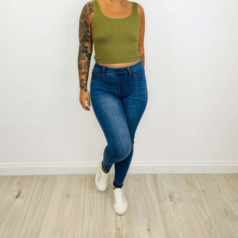 Tummy Control Comfy Pull On Jeans-Legletic