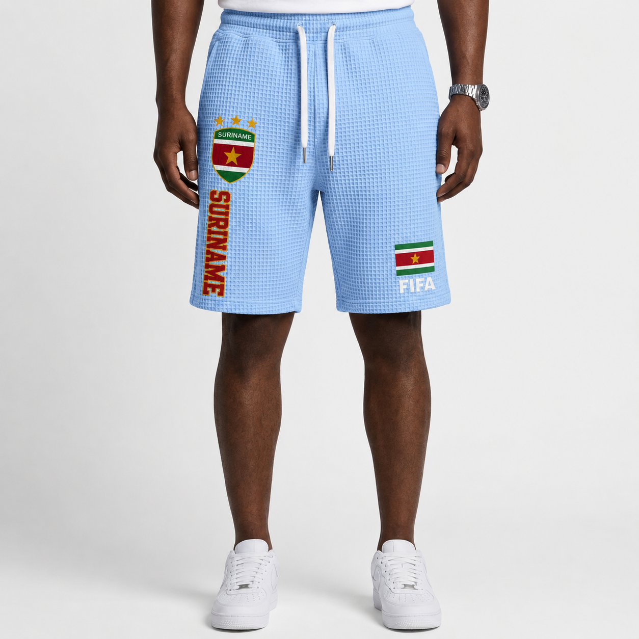 FIFA 2026 Suriname Printed Waffle Football Fan Shorts