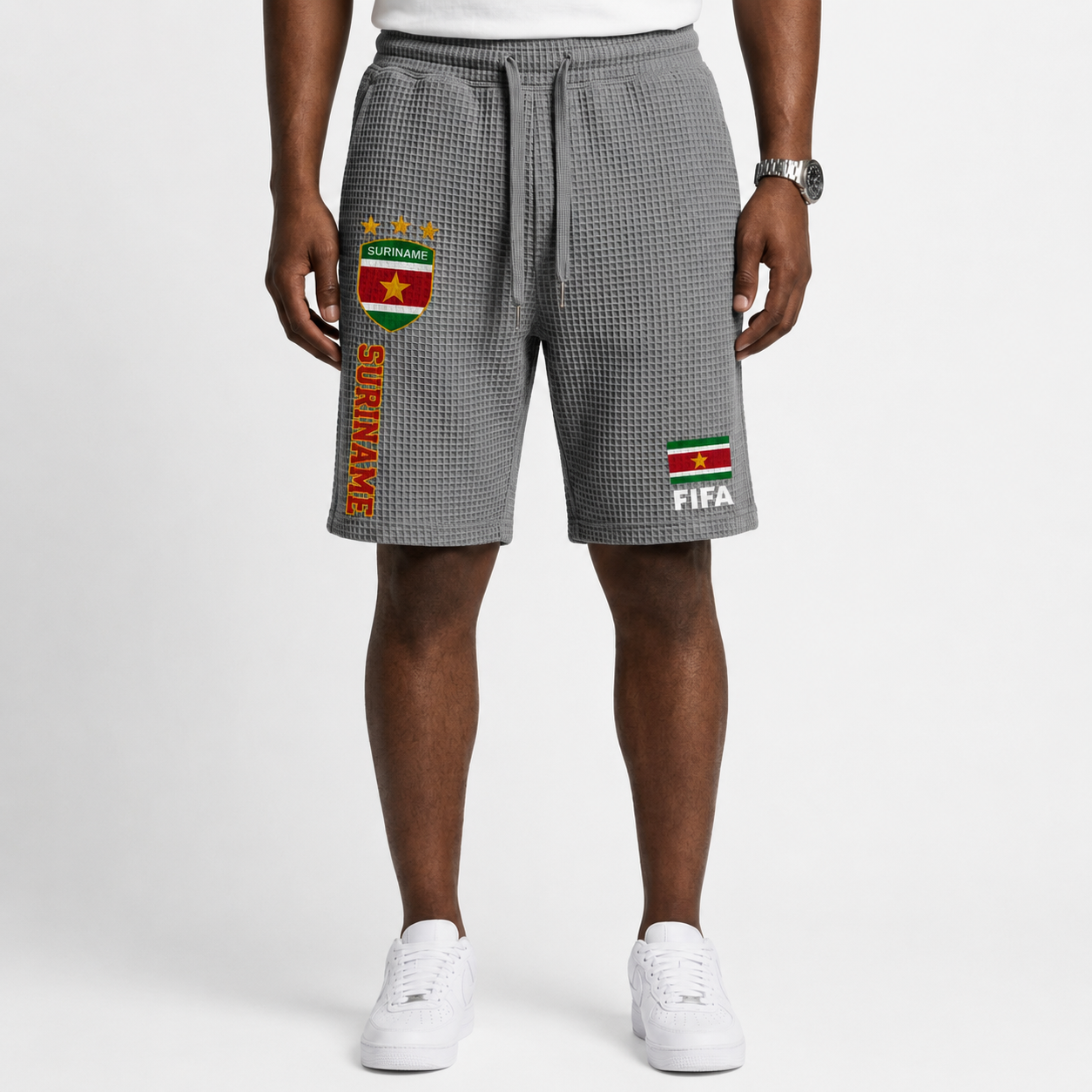 FIFA 2026 Suriname Printed Waffle Football Fan Shorts