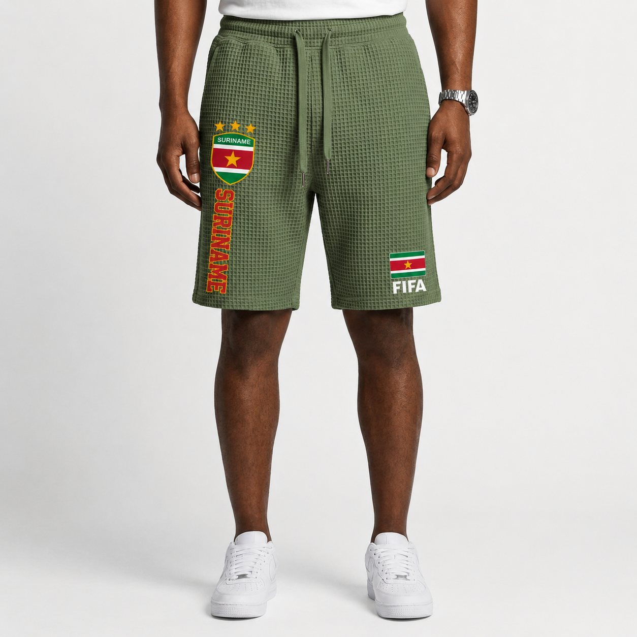 FIFA 2026 Suriname Printed Waffle Football Fan Shorts