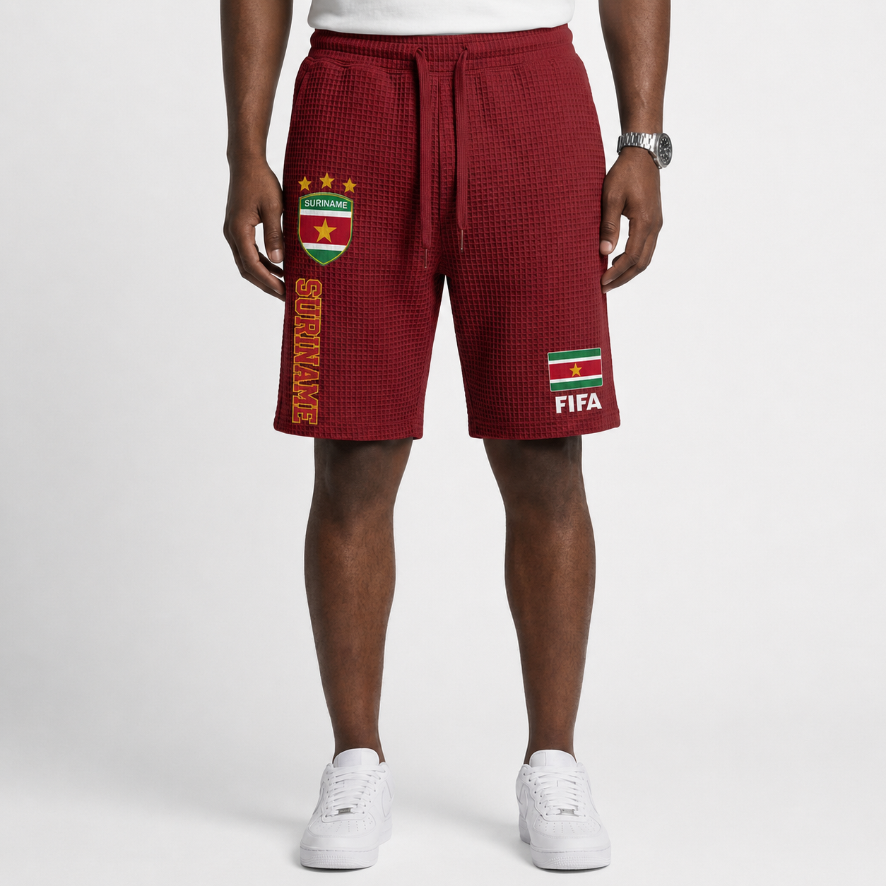 FIFA 2026 Suriname Printed Waffle Football Fan Shorts