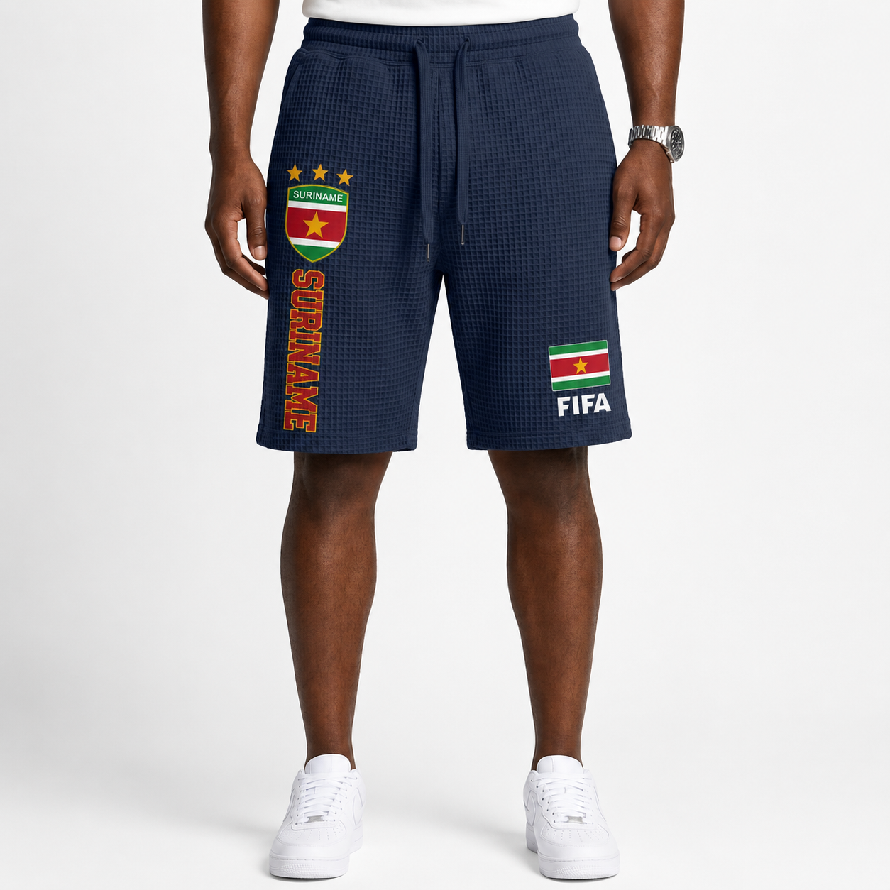FIFA 2026 Suriname Printed Waffle Football Fan Shorts