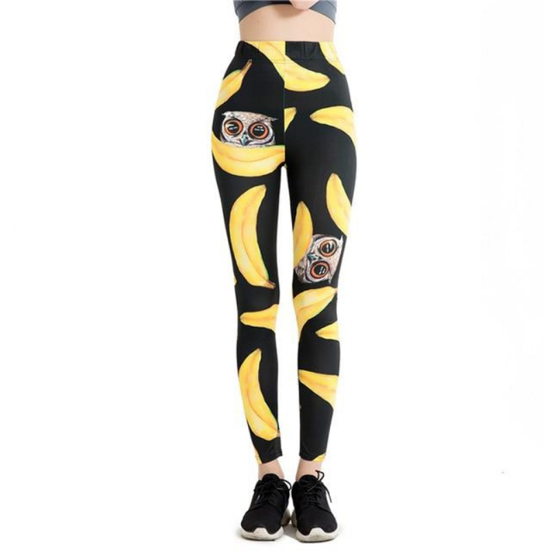 Owl & Banana Print Leggings-Legletic