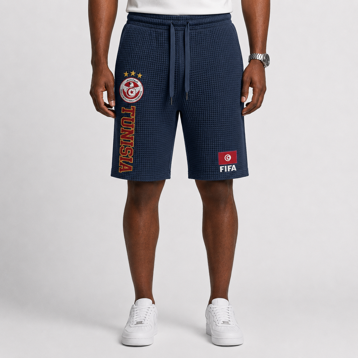 FIFA 2026 Tunisia Printed Waffle Football Fan Shorts