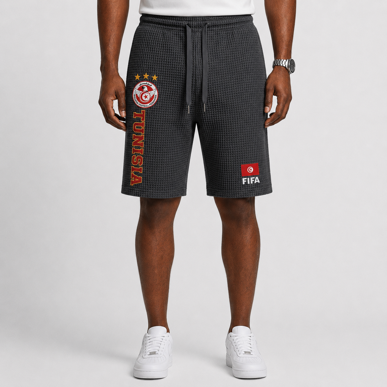 FIFA 2026 Tunisia Printed Waffle Football Fan Shorts