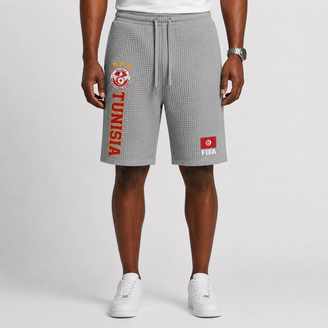 FIFA 2026 Tunisia Printed Waffle Football Fan Shorts