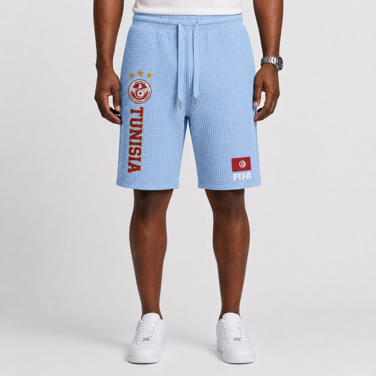 FIFA 2026 Tunisia Printed Waffle Football Fan Shorts