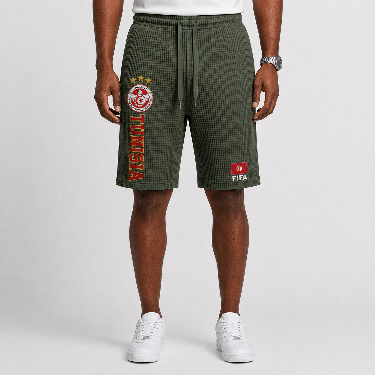 FIFA 2026 Tunisia Printed Waffle Football Fan Shorts