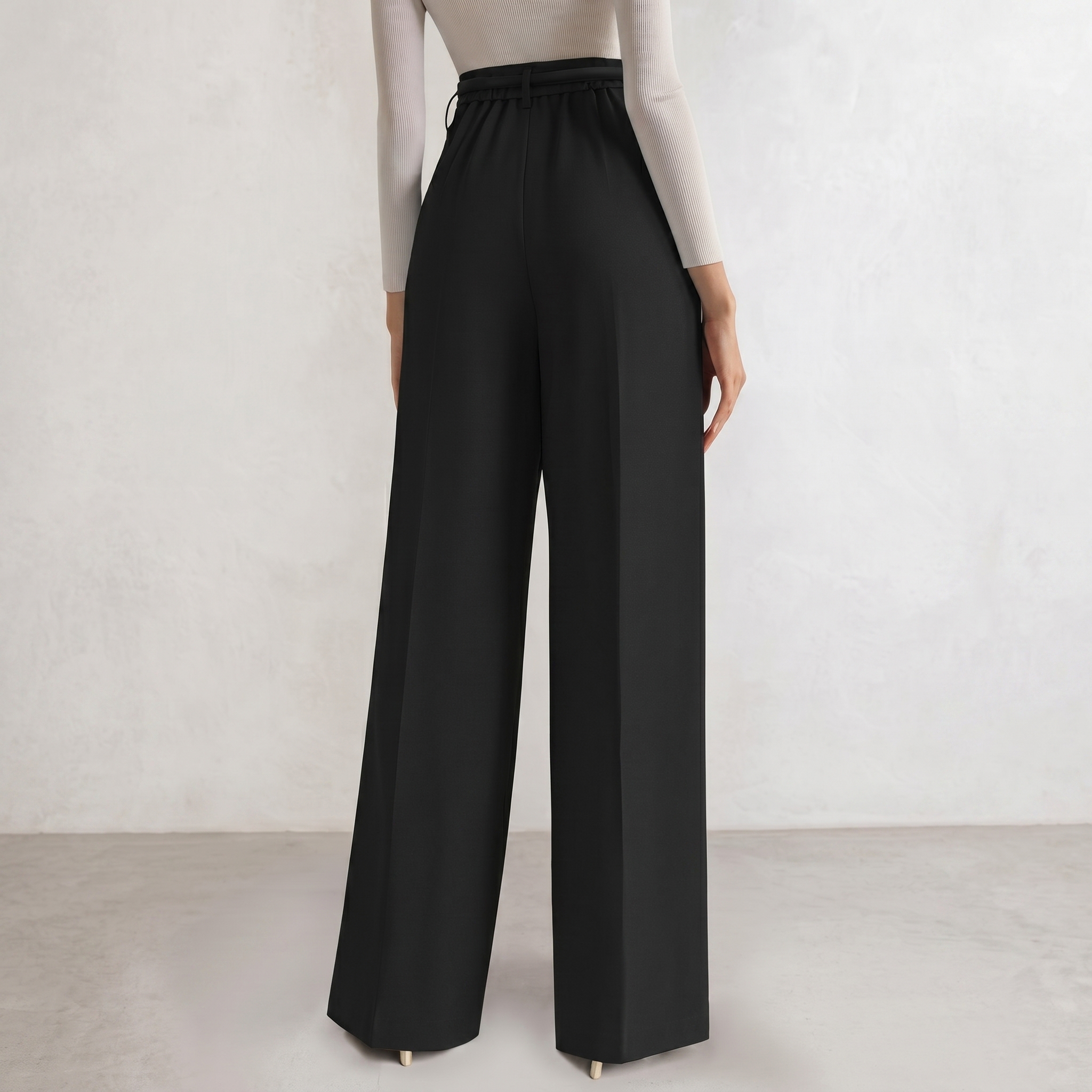 Wide And Flowy Business Casual Work Palazzo Trousers For Women