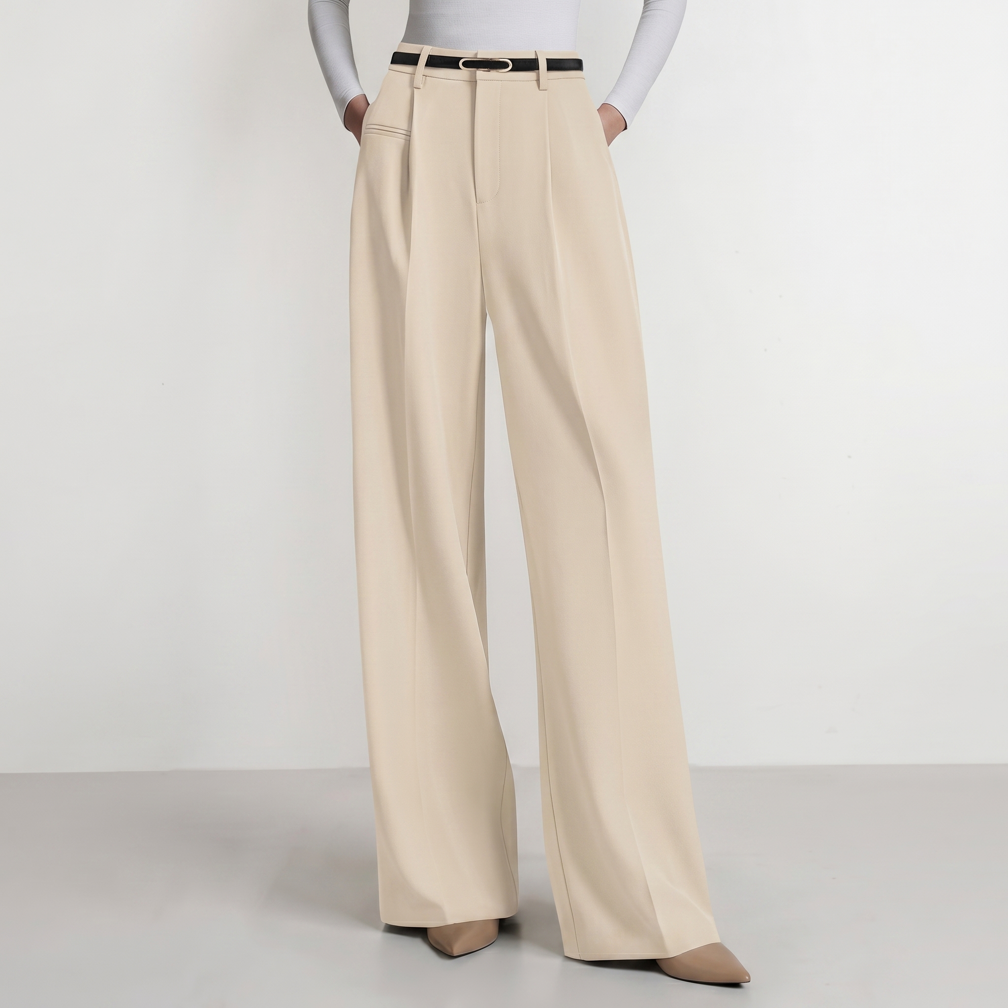 Wide And Flowy Business Casual Work Palazzo Trousers For Women