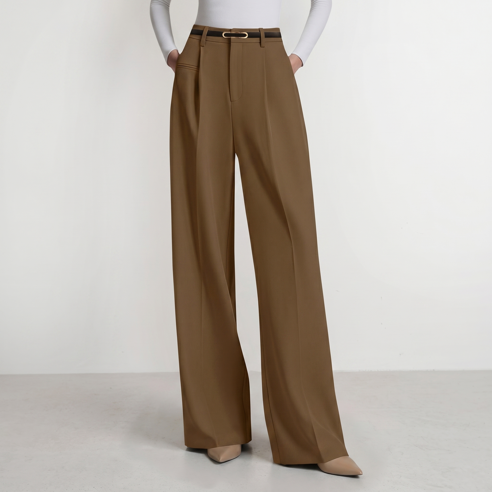 Wide And Flowy Business Casual Work Palazzo Trousers For Women