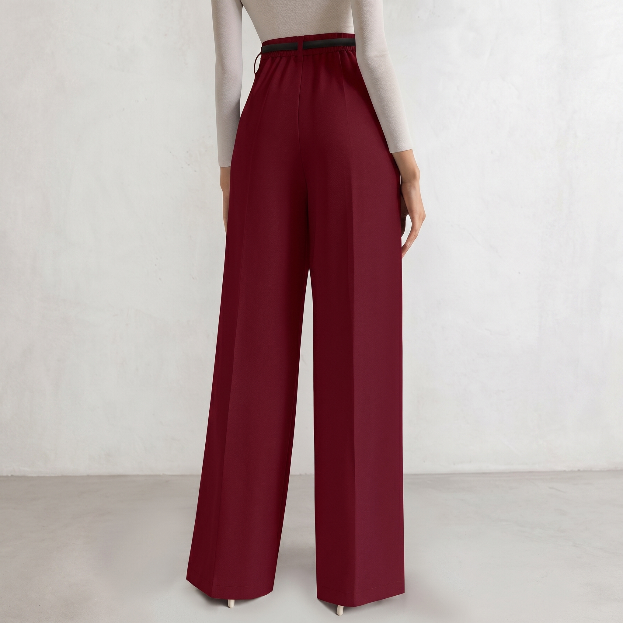 Wide And Flowy Business Casual Work Palazzo Trousers For Women