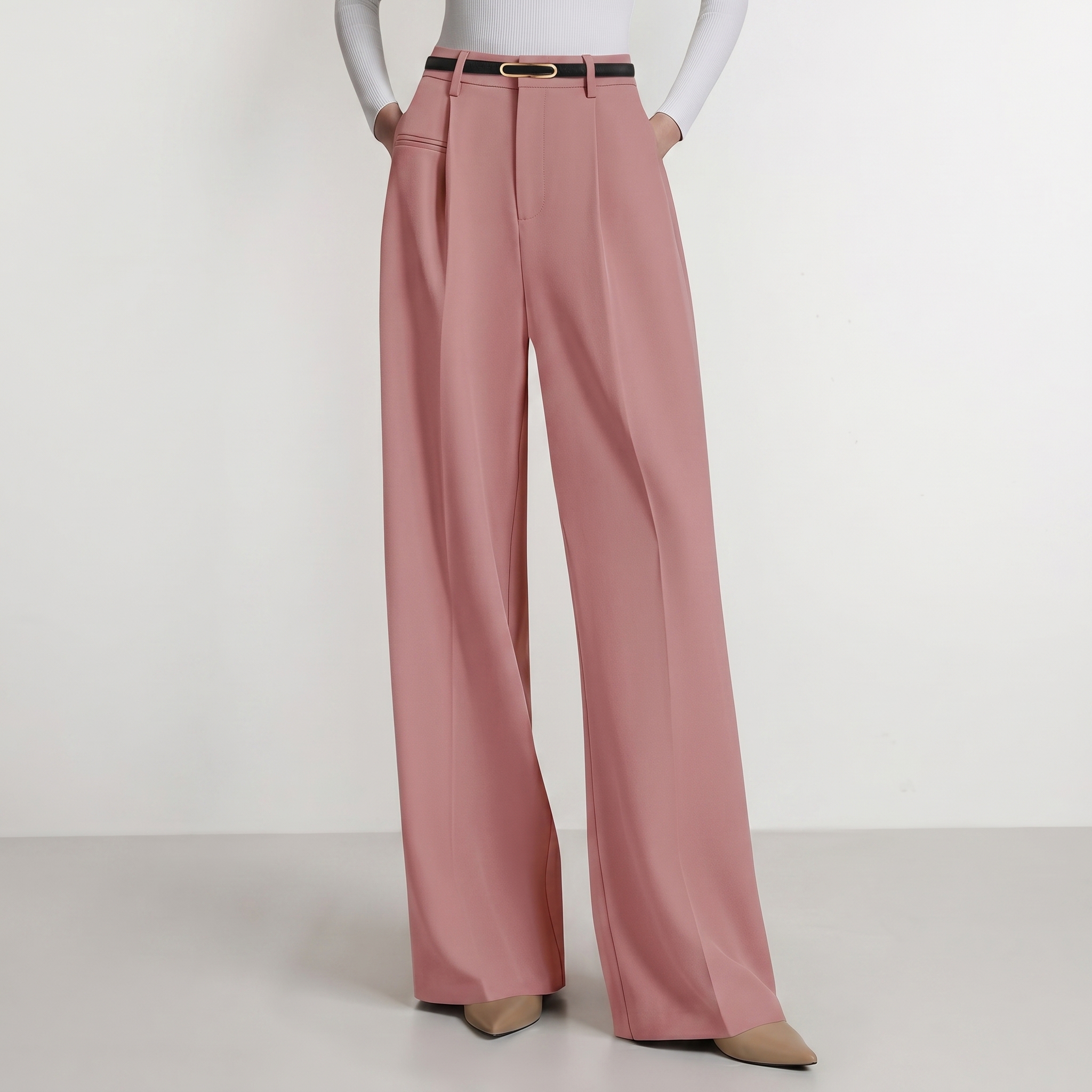 Wide And Flowy Business Casual Work Palazzo Trousers For Women