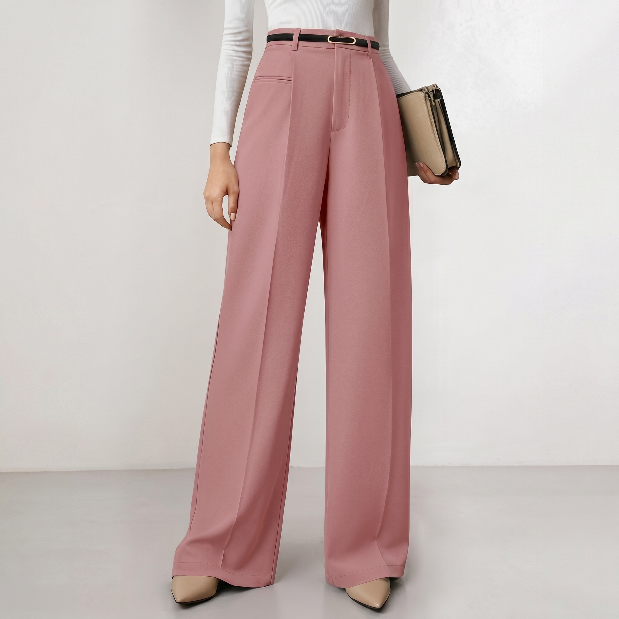Wide And Flowy Business Casual Work Palazzo Trousers For Women