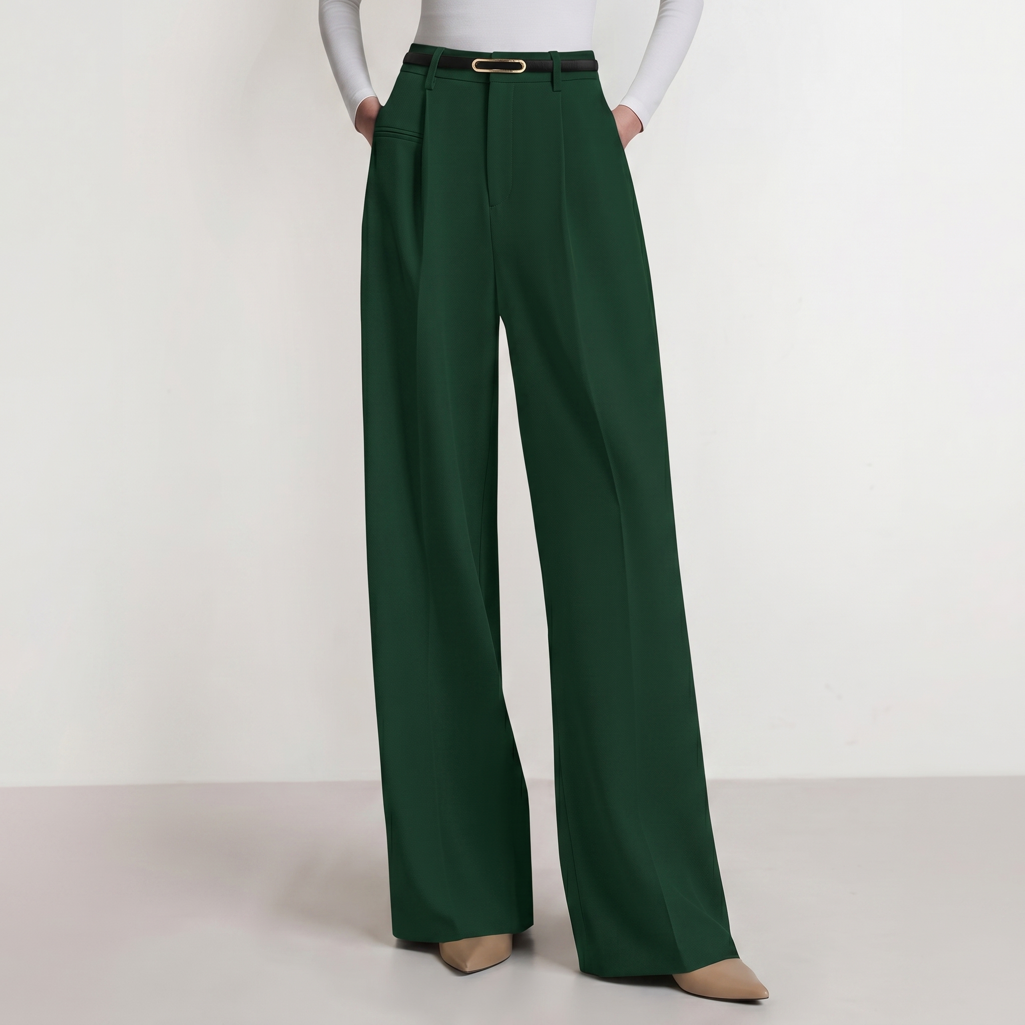 Wide And Flowy Business Casual Work Palazzo Trousers For Women