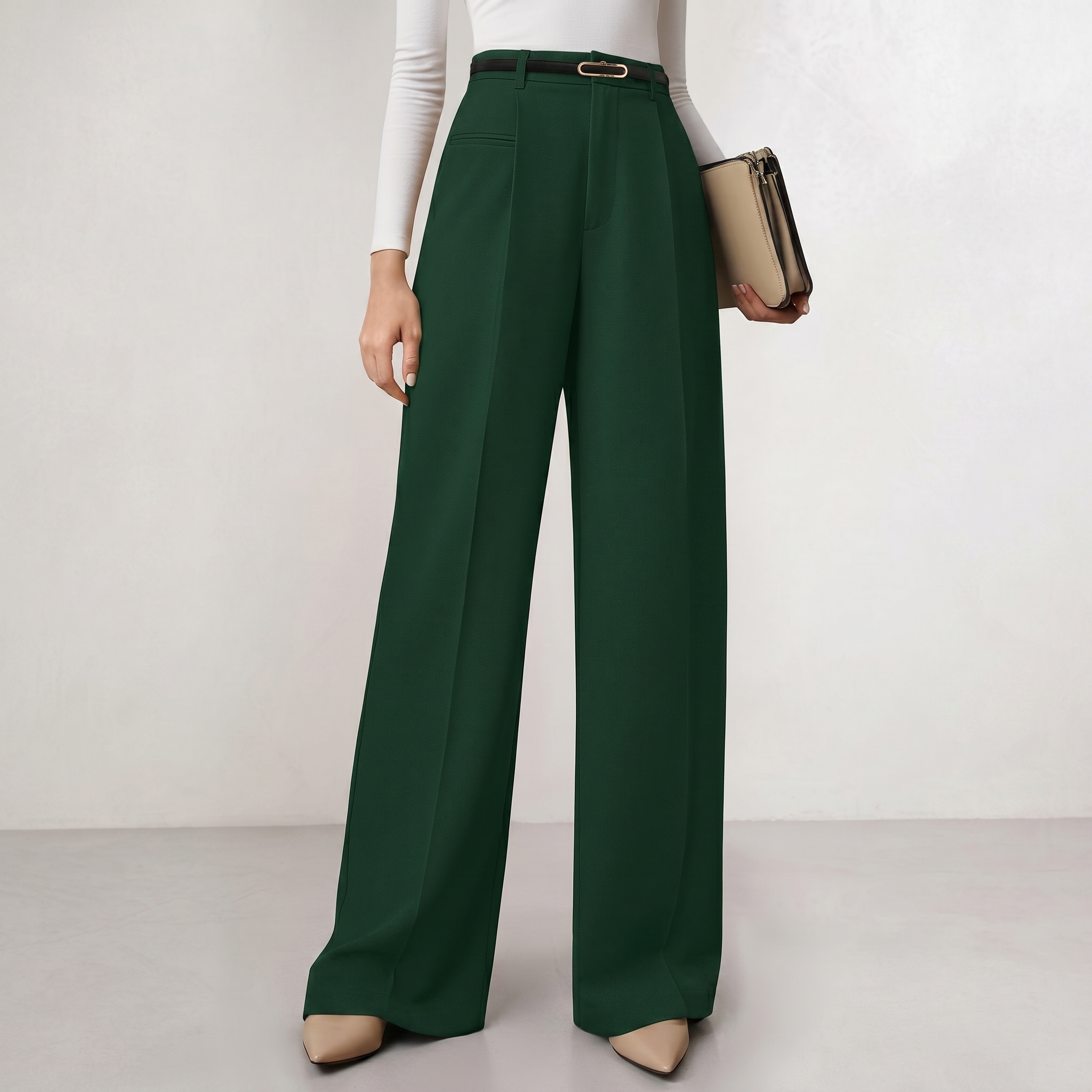 Wide And Flowy Business Casual Work Palazzo Trousers For Women