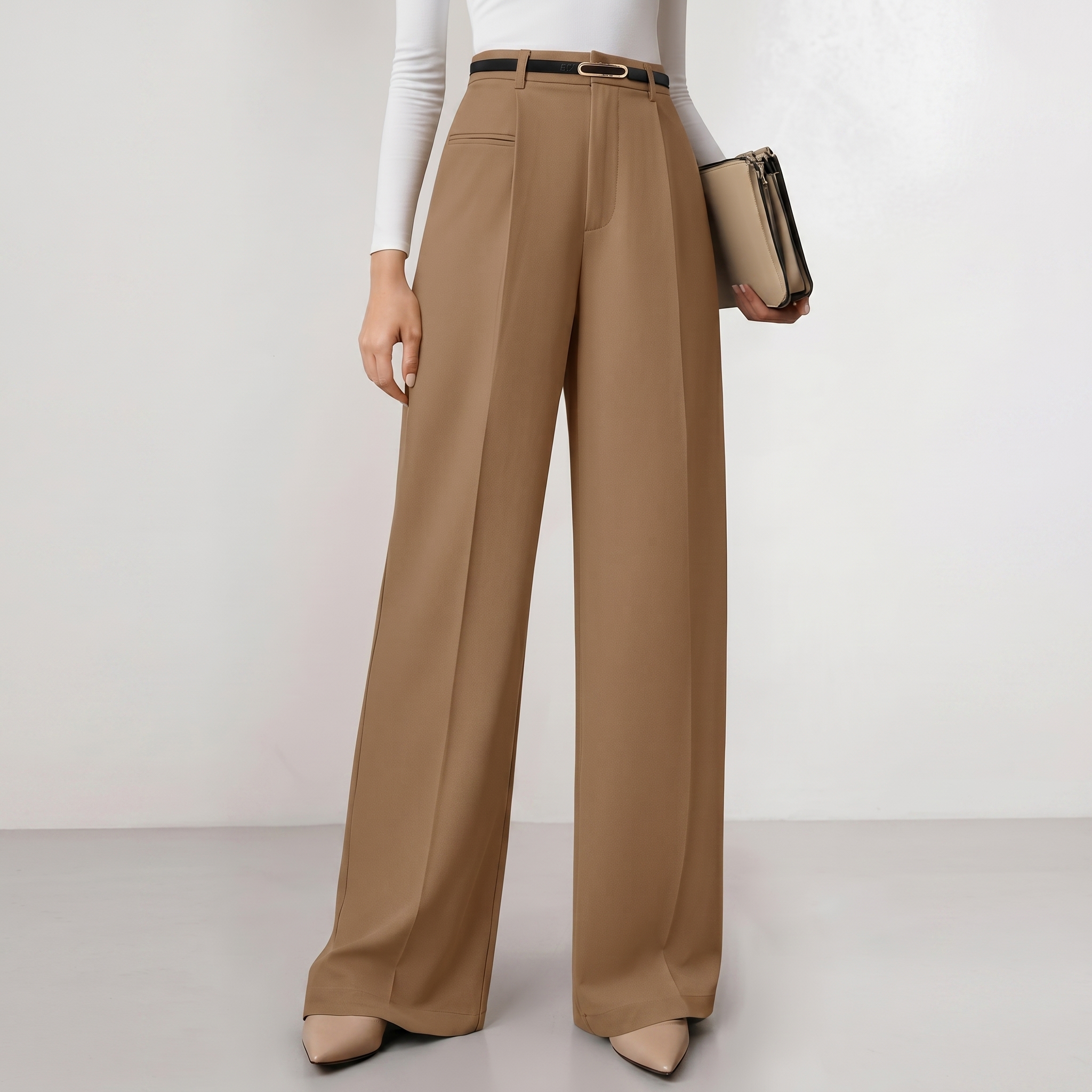 Wide And Flowy Business Casual Work Palazzo Trousers For Women