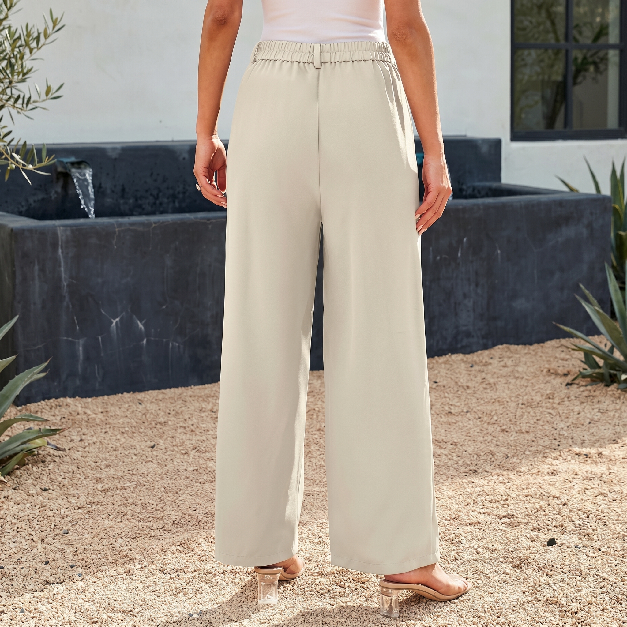 Wide Bottom Dress Pants High Rise Dressy For Women