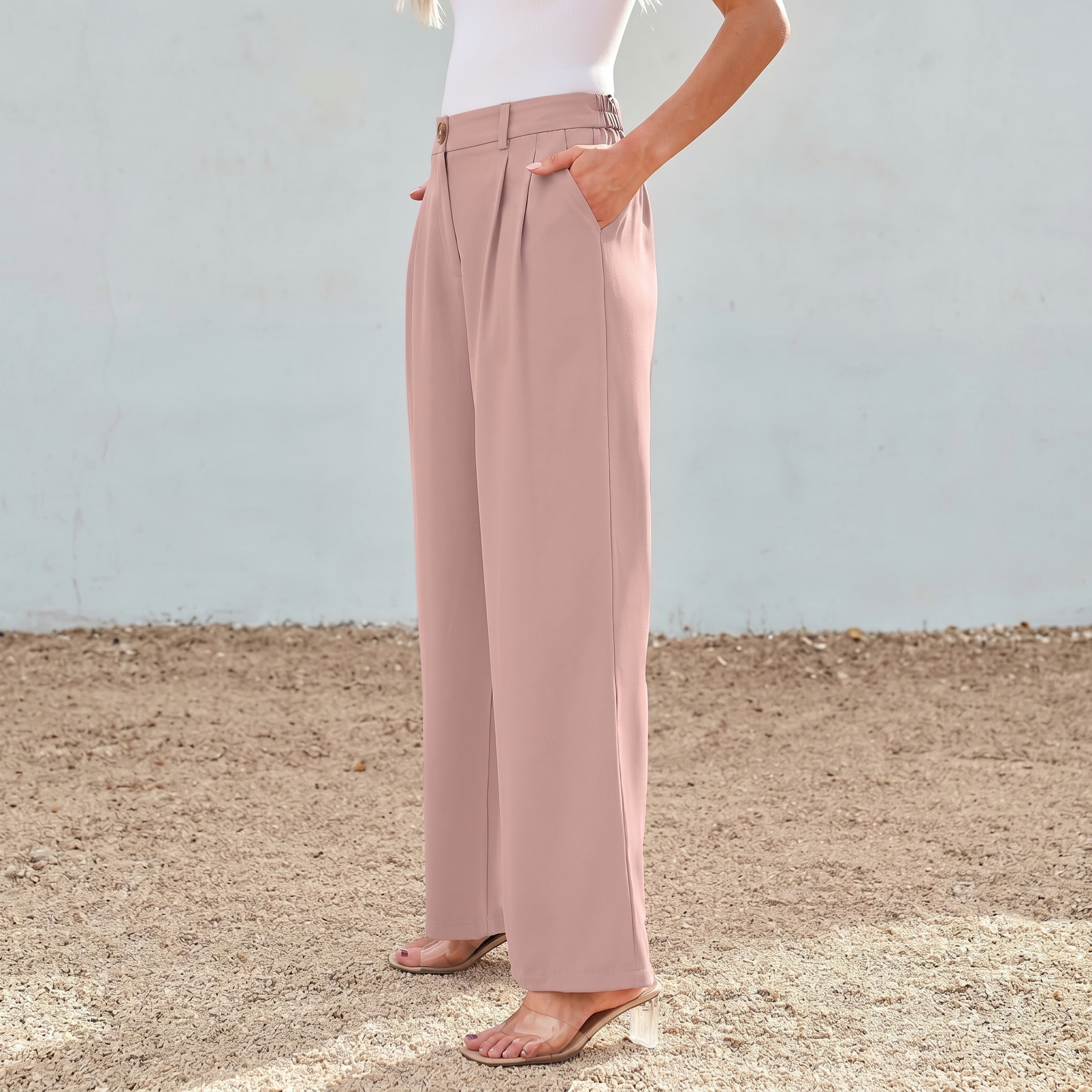 Wide Bottom Dress Pants High Rise Dressy For Women