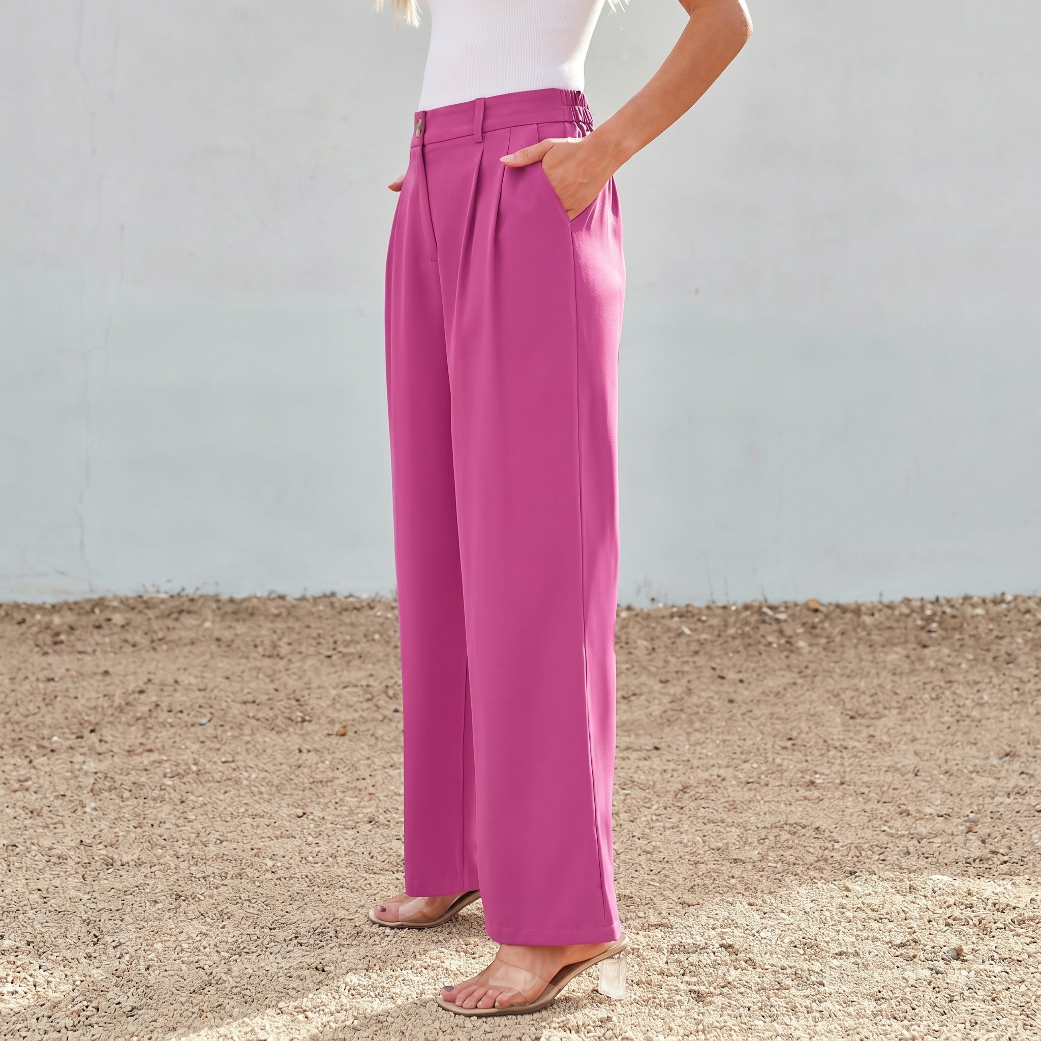 Wide Bottom Dress Pants High Rise Dressy For Women
