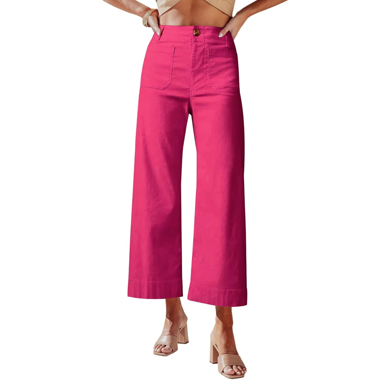 Casual Wide Cropped Stretchy Straight Pants For Women