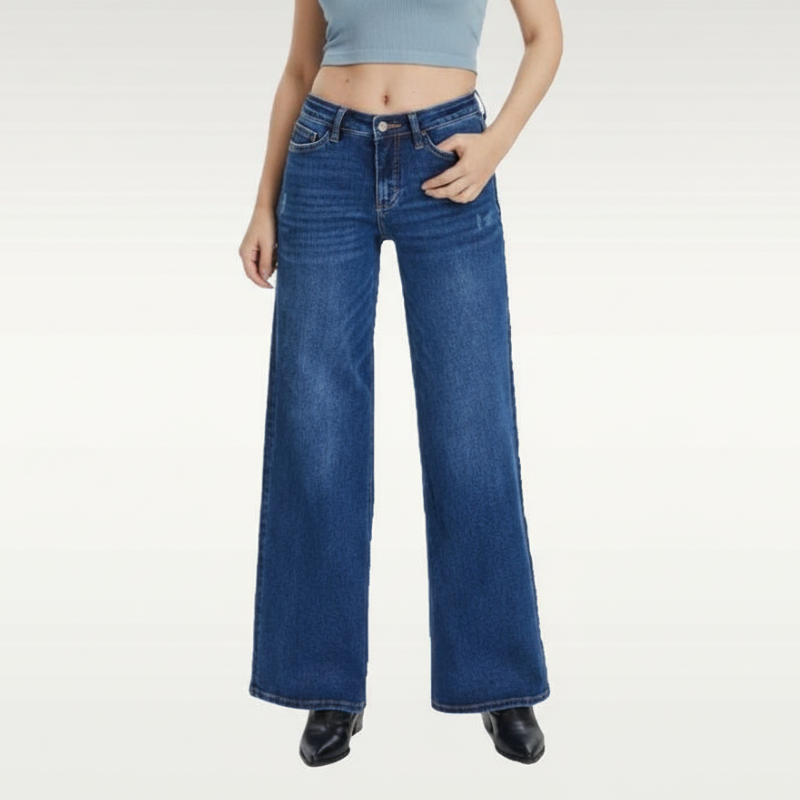 Mid Rise Wide Style Baggy Jeans For Women