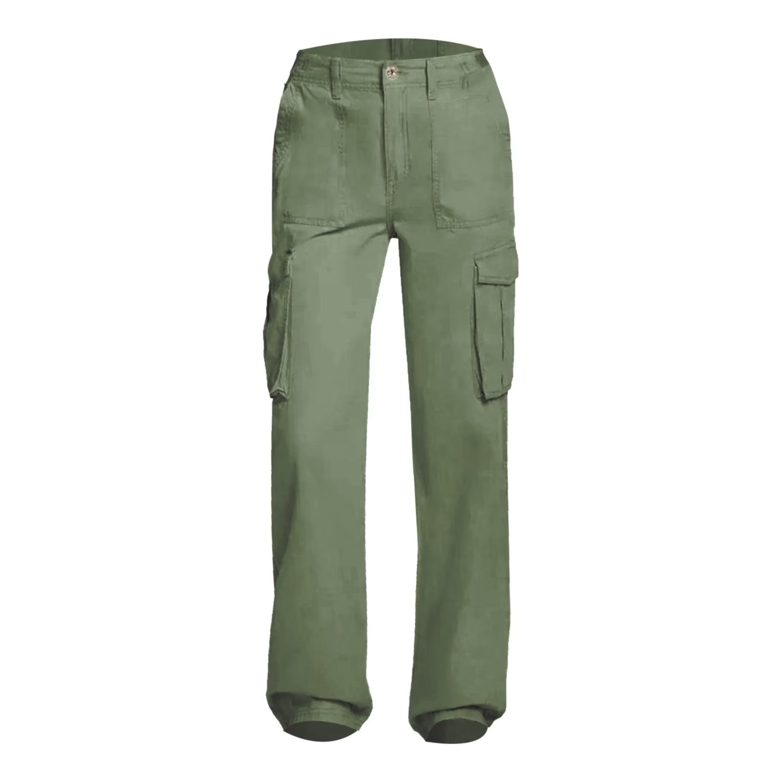 High Rise Straight Fit Cargo Pants With Wide Pocket