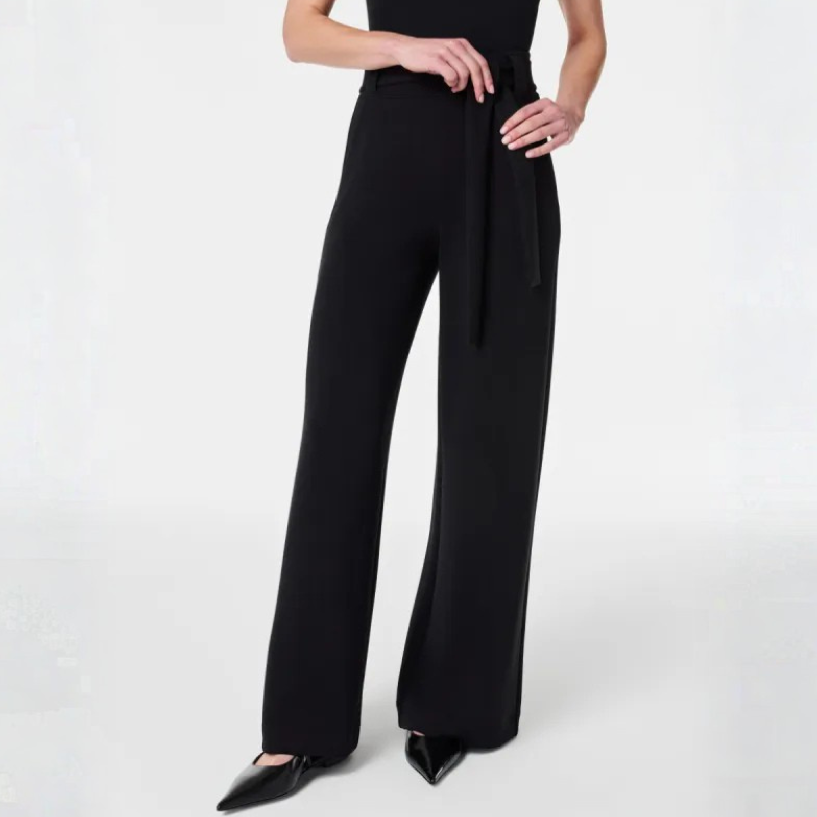 High Rise Tie Waist Wide Lounge Pants With Front Pockets