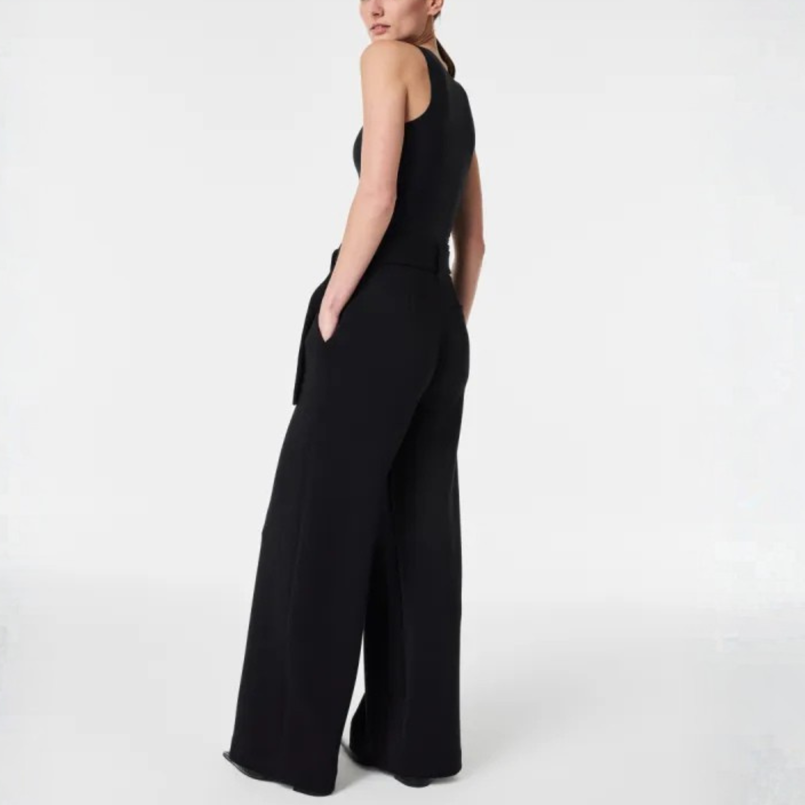 High Rise Tie Waist Wide Lounge Pants With Front Pockets
