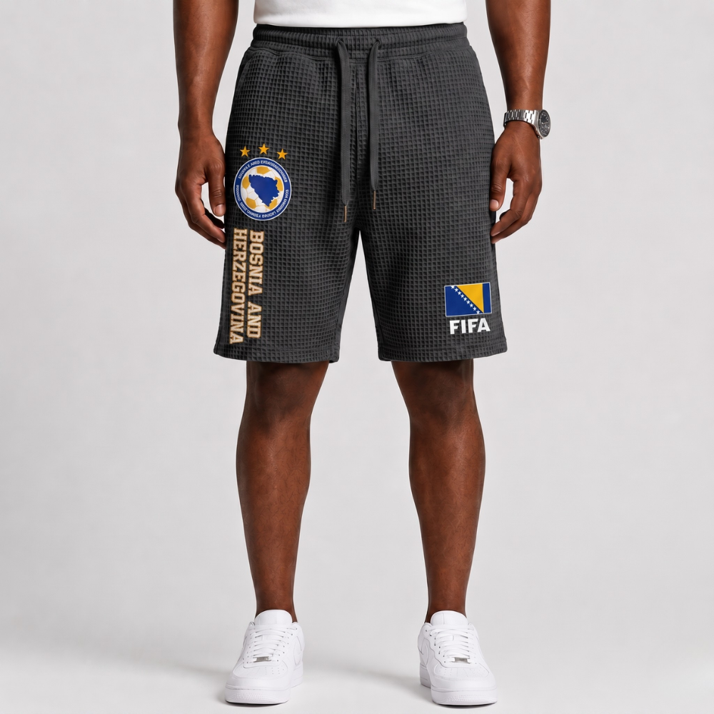 FIFA 2026 Bosnia And Herzegovina Printed Waffle Football Fan Shorts