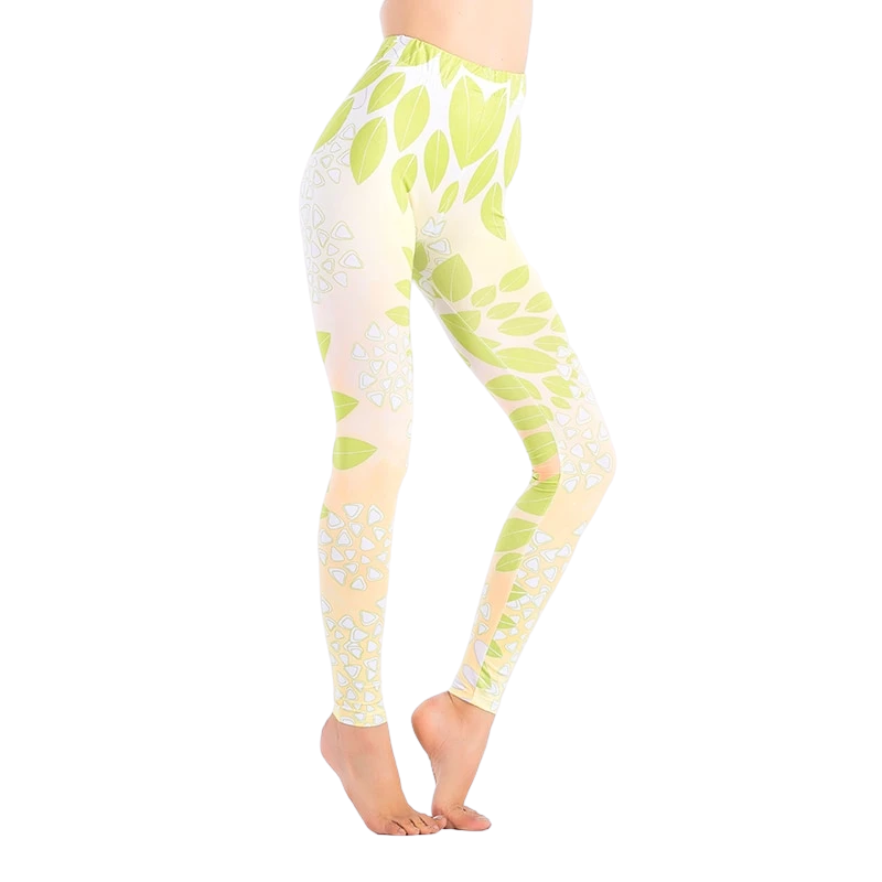 3D Leaves Printed Leggings-Legletic