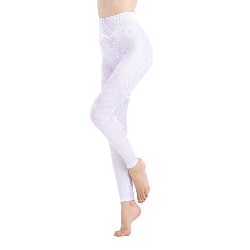 3D White Printed Leggings-Legletic