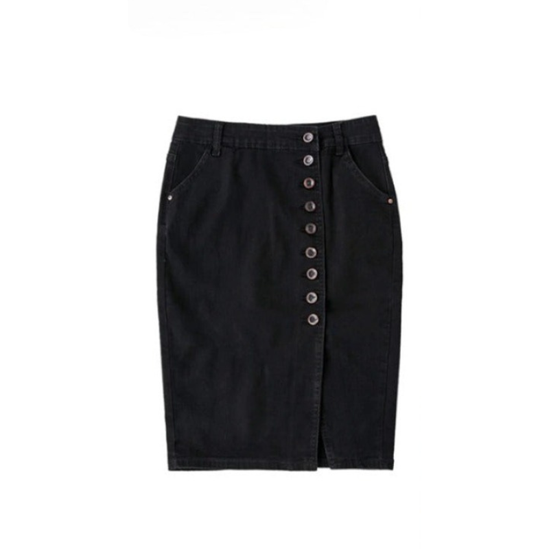 High Waist Women's Pencil Skirt With Buttons-Legletic