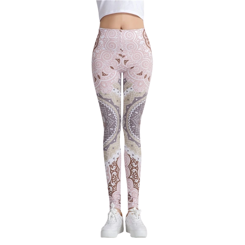 Mandala Beige Color Print Leggings-Legletic