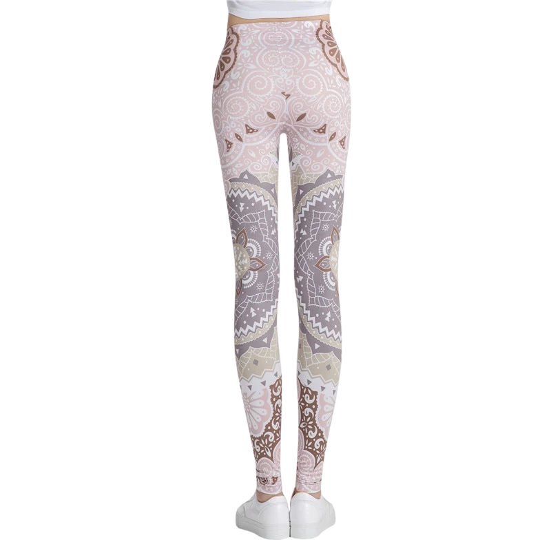 Mandala Beige Color Print Leggings-Legletic