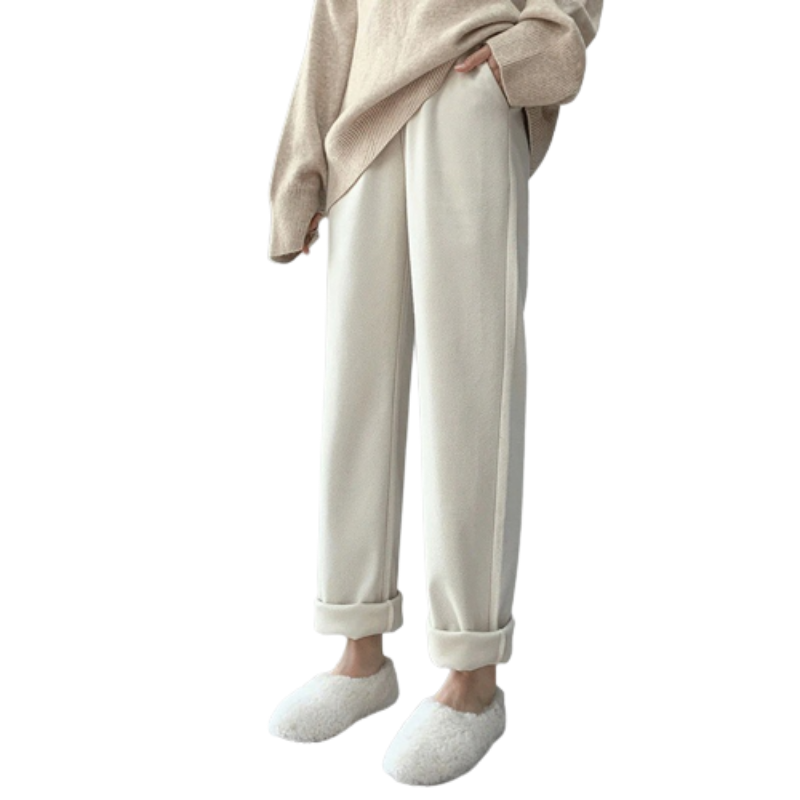 Knitted Straight Leg High Waist Loose Wide Woolen Pants-Legletic