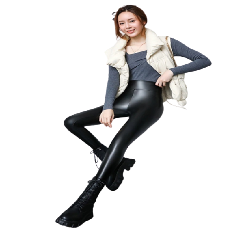 High Waist Skinny Leather Long Trouser-Legletic