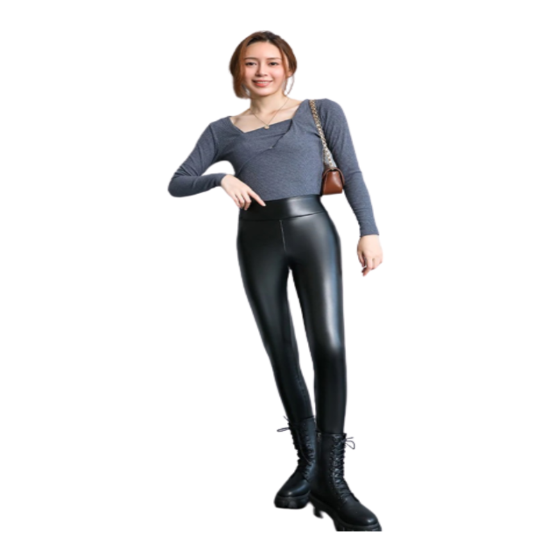 High Waist Skinny Leather Long Trouser-Legletic