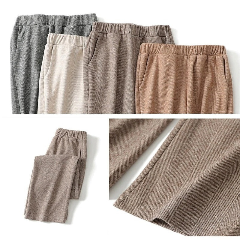 Knitted Straight Leg High Waist Loose Wide Woolen Pants-Legletic