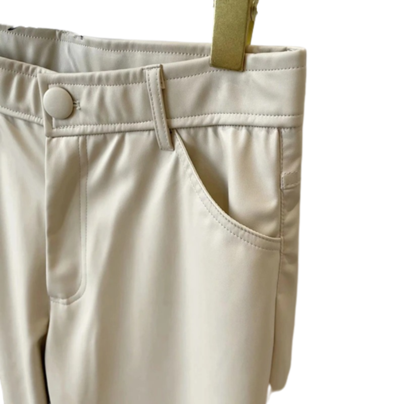Faux Leather Wide Leg Casual Trouser Pants-Legletic
