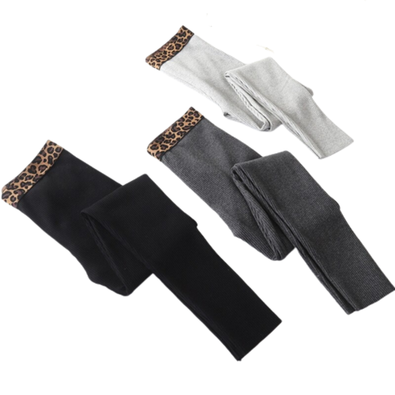 Solid Leopard Print Waist Cotton Workout Leggings-Legletic